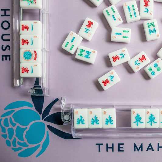 Blue Peony Mahjong Mat