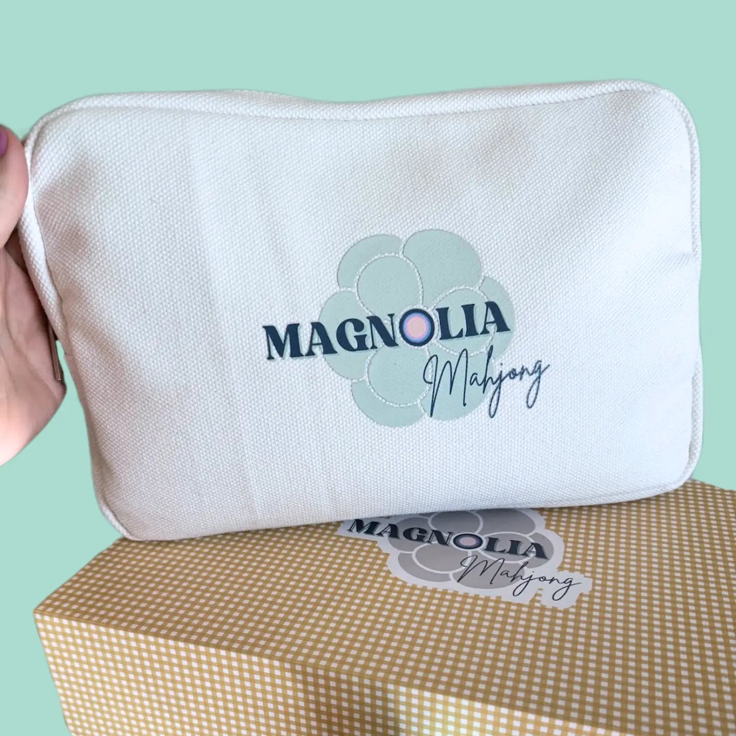 Mahjong Cotton Zippered Travel Tile Bag
