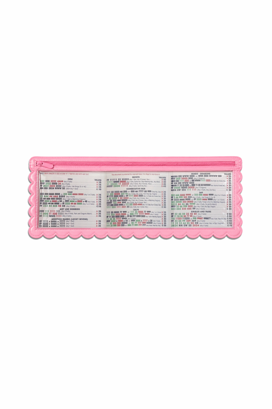 Splash-Proof Mahjong Card Holder for Pool Mahjong - Pink Scallops (preorder)