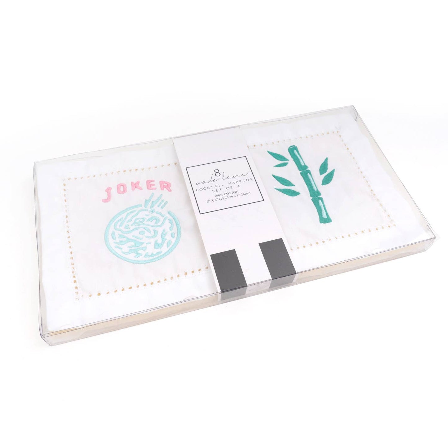 Mahjong Embroidered Cocktail Napkin Set