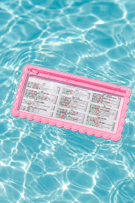 Splash-Proof Mahjong Card Holder for Pool Mahjong - Pink Scallops (preorder)