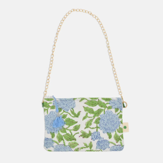 Cotton Floral Pouch, Hydrangea and Chrysanthemum