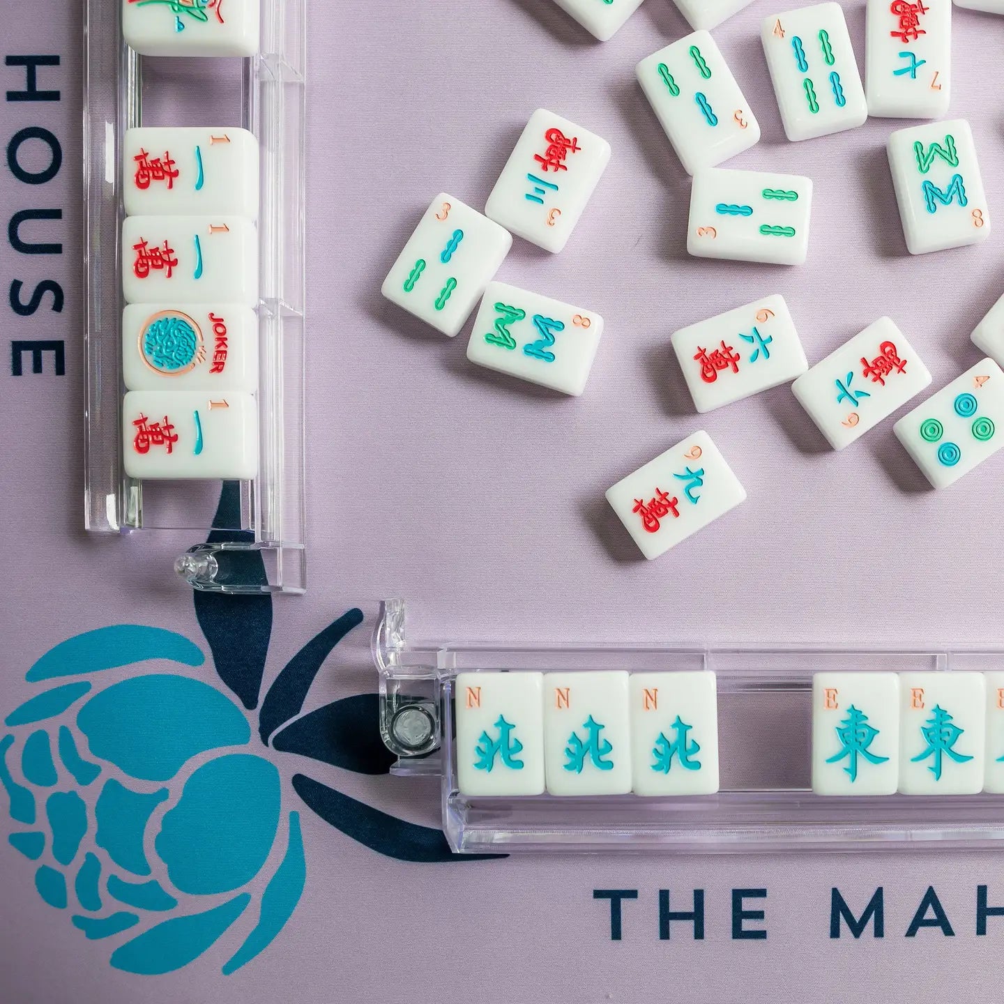 Blue Peony Mahjong Mat
