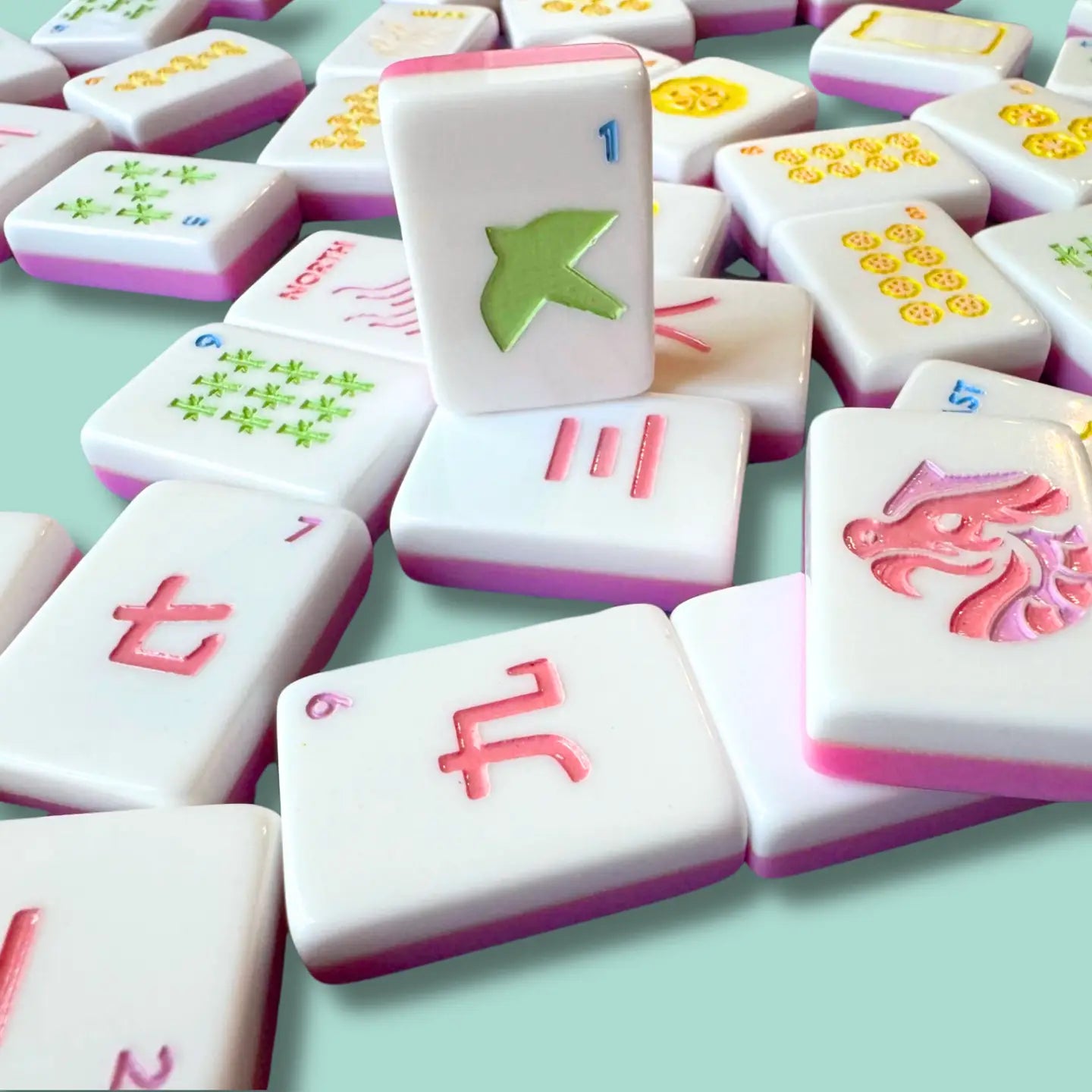 Heirloom Engraved Mahjong Tile Set - Modern + Bright Collection