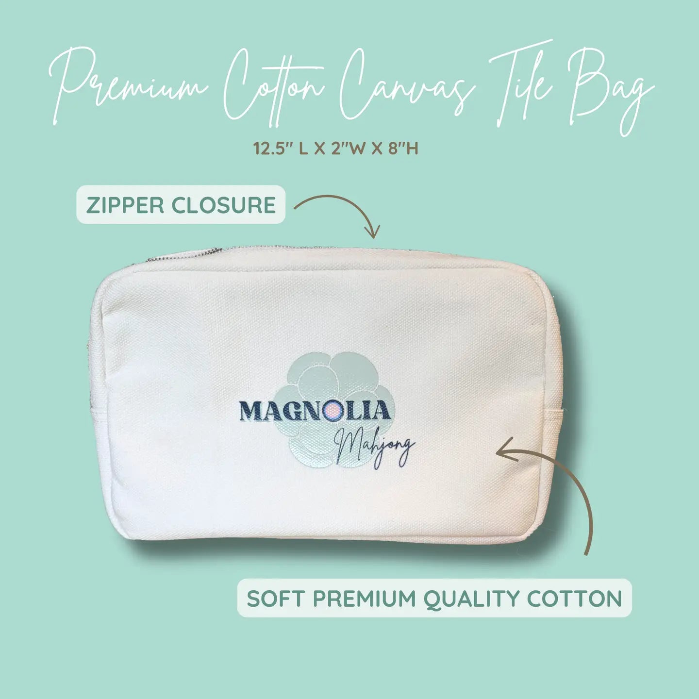 Mahjong Cotton Zippered Travel Tile Bag