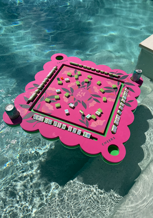 Floating Mahjong Tile Mat in Neon Floral Pink (preorder)
