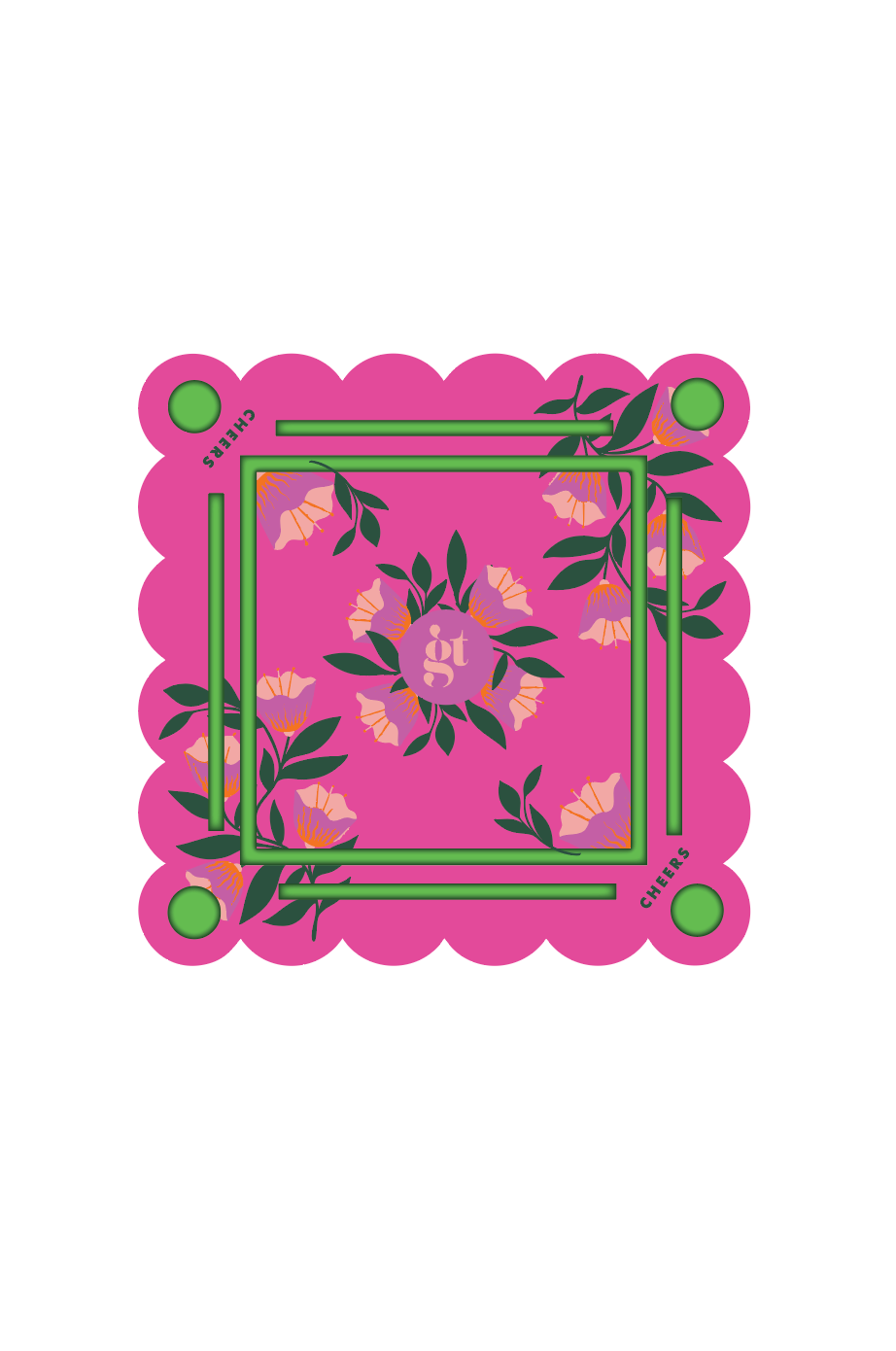 Floating Mahjong Tile Mat in Neon Floral Pink (preorder)